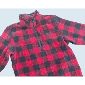 THE NORTH FACE Men's Buffalo Plaid 1/4 Zip Red Black Fleece Pullover Sz XL